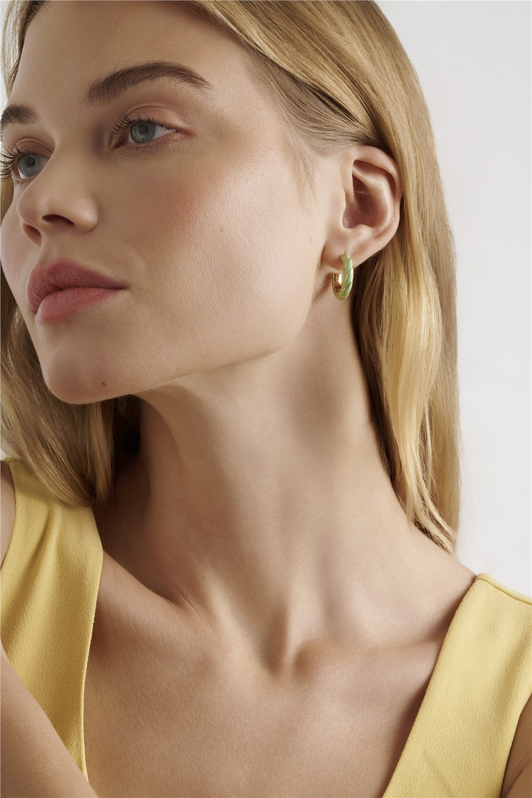 Ted Baker Gold Trinna Twisted Mint Enamel Hoops