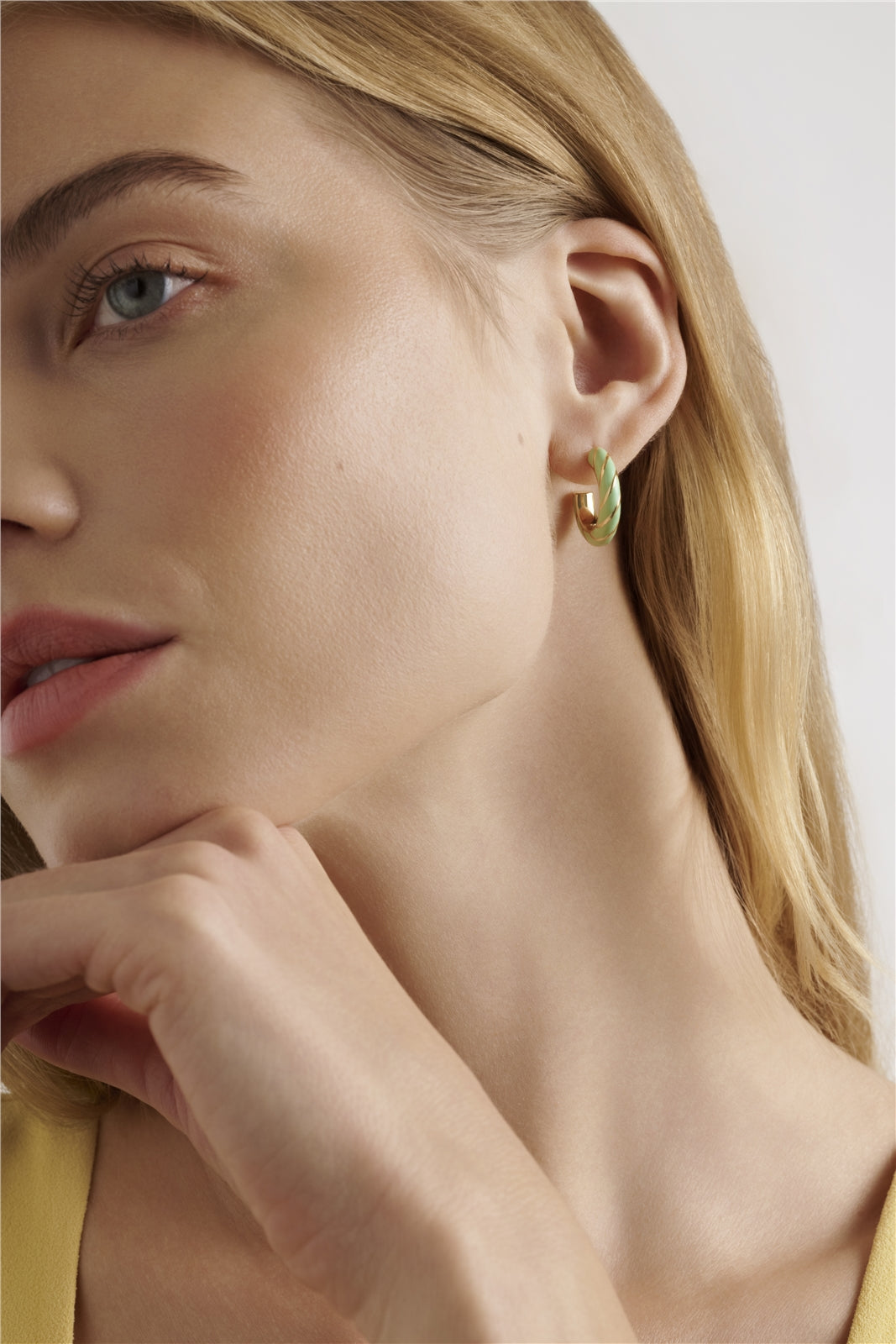 Ted Baker Gold Trinna Twisted Mint Enamel Hoops