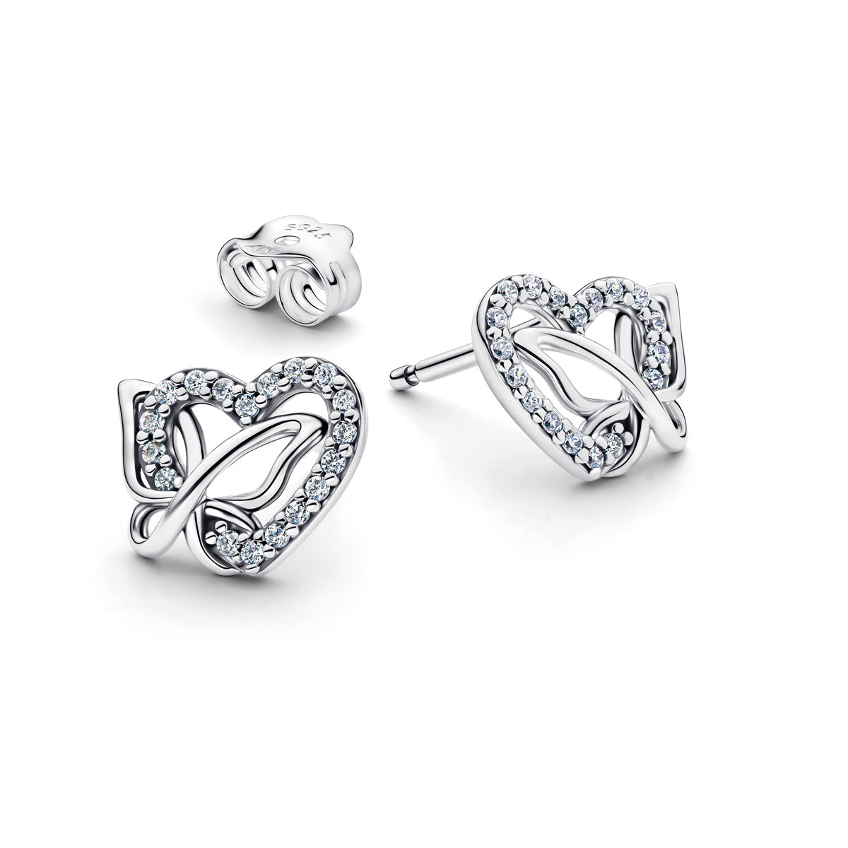 Pandora Silver Entwined Heart & Butterfly Stud Earrings