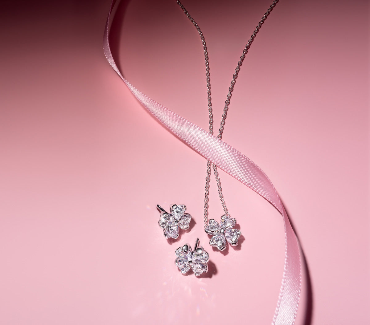 Pandora Silver Sparkling Lucky Clover Stud Earrings