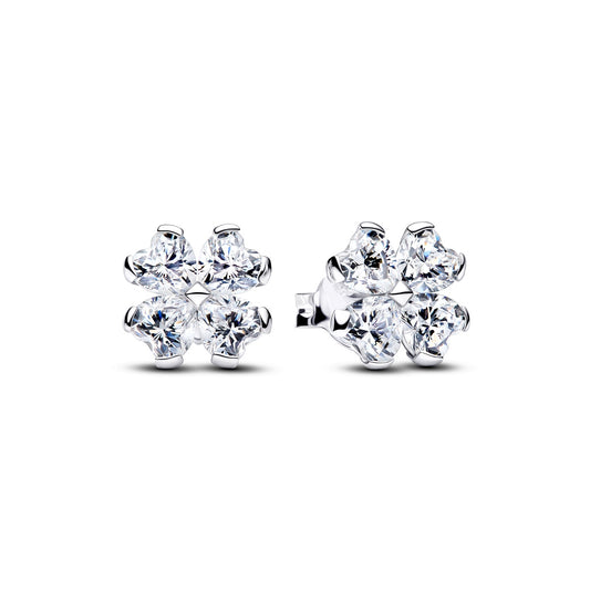 Pandora Silver Sparkling Lucky Clover Stud Earrings