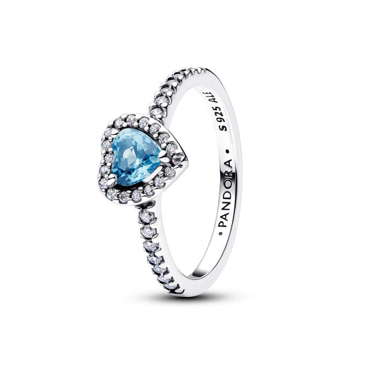 Pandora Silver Elevated Light Blue Heart Ring