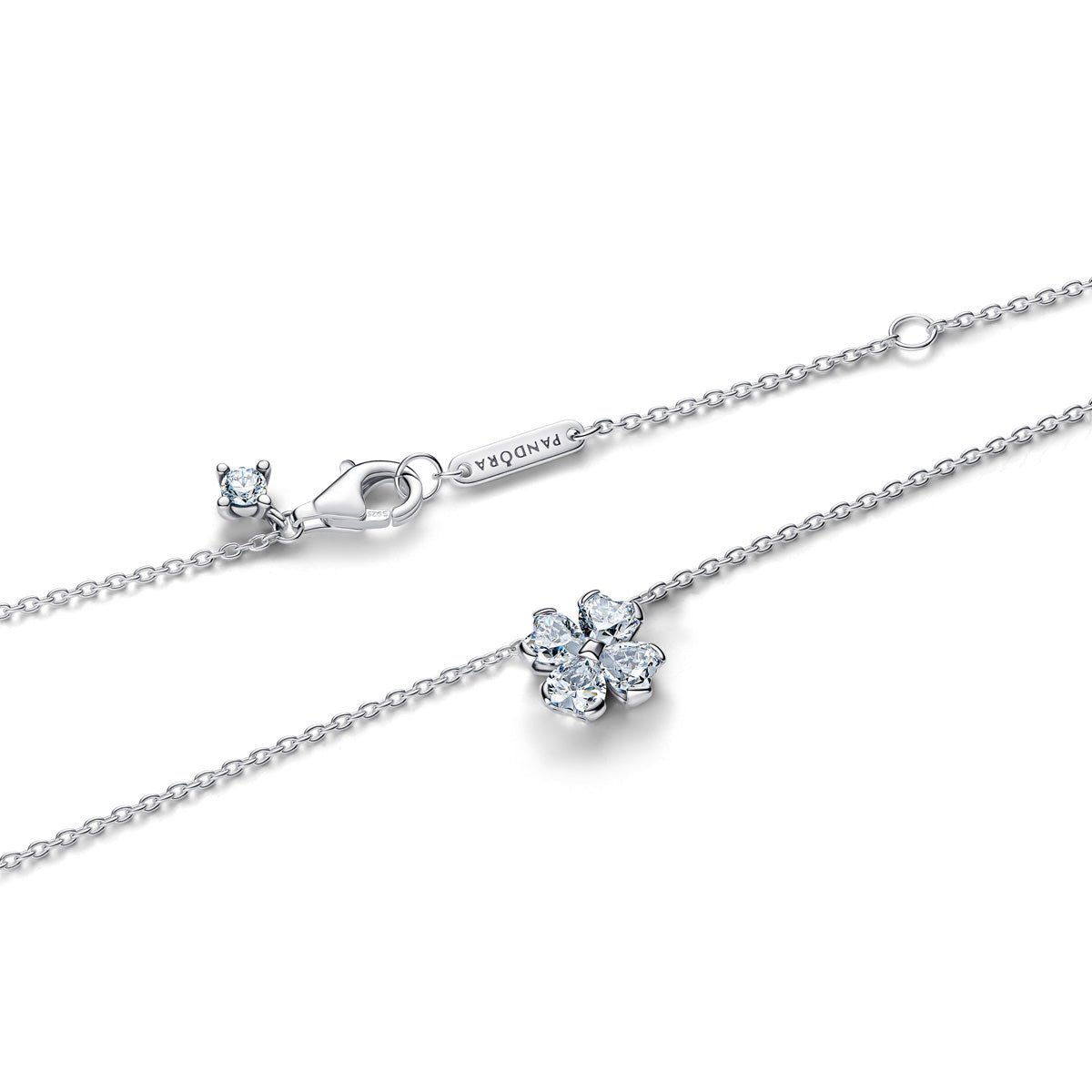 Pandora Silver Sparkling Lucky Clover Pendant Necklace