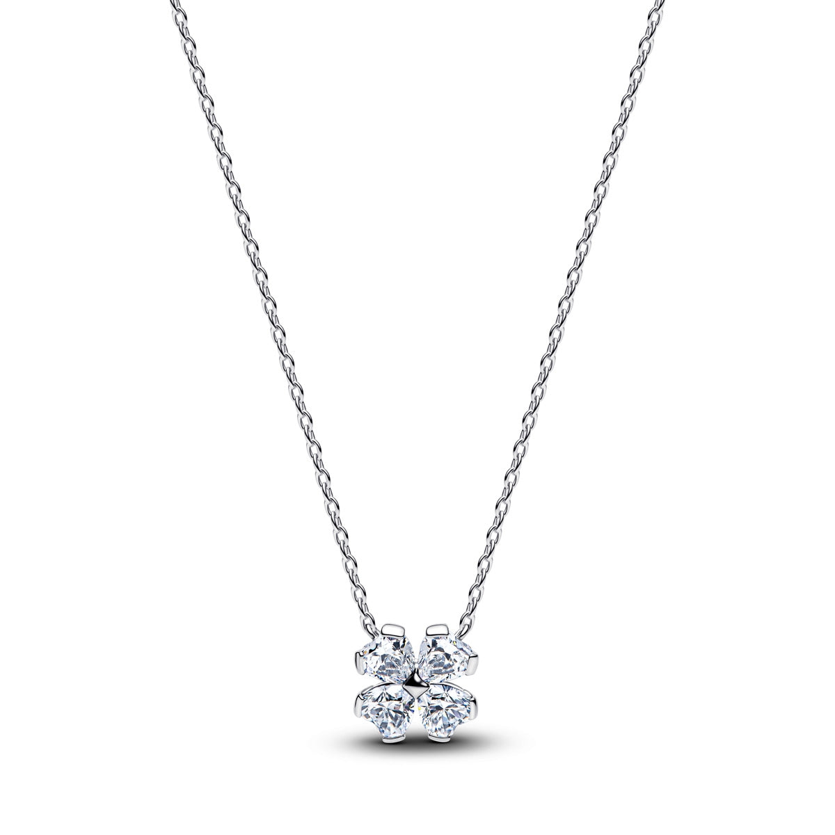 Pandora Silver Sparkling Lucky Clover Pendant Necklace