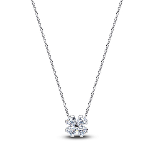 Pandora Silver Sparkling Lucky Clover Pendant Necklace