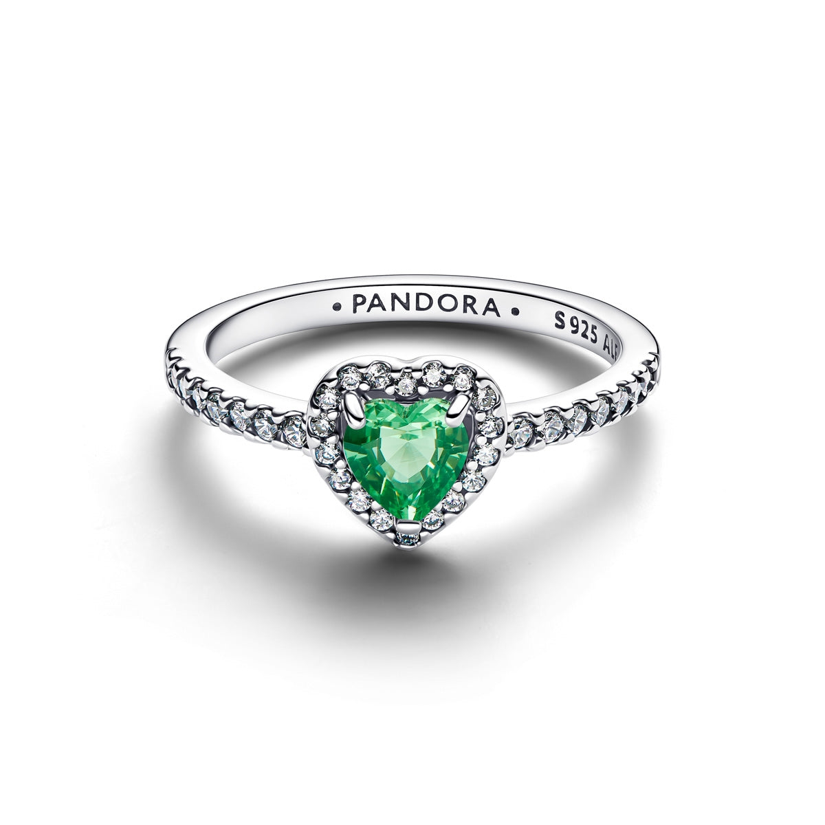 Pandora Silver Elevated Mint Green Heart Ring