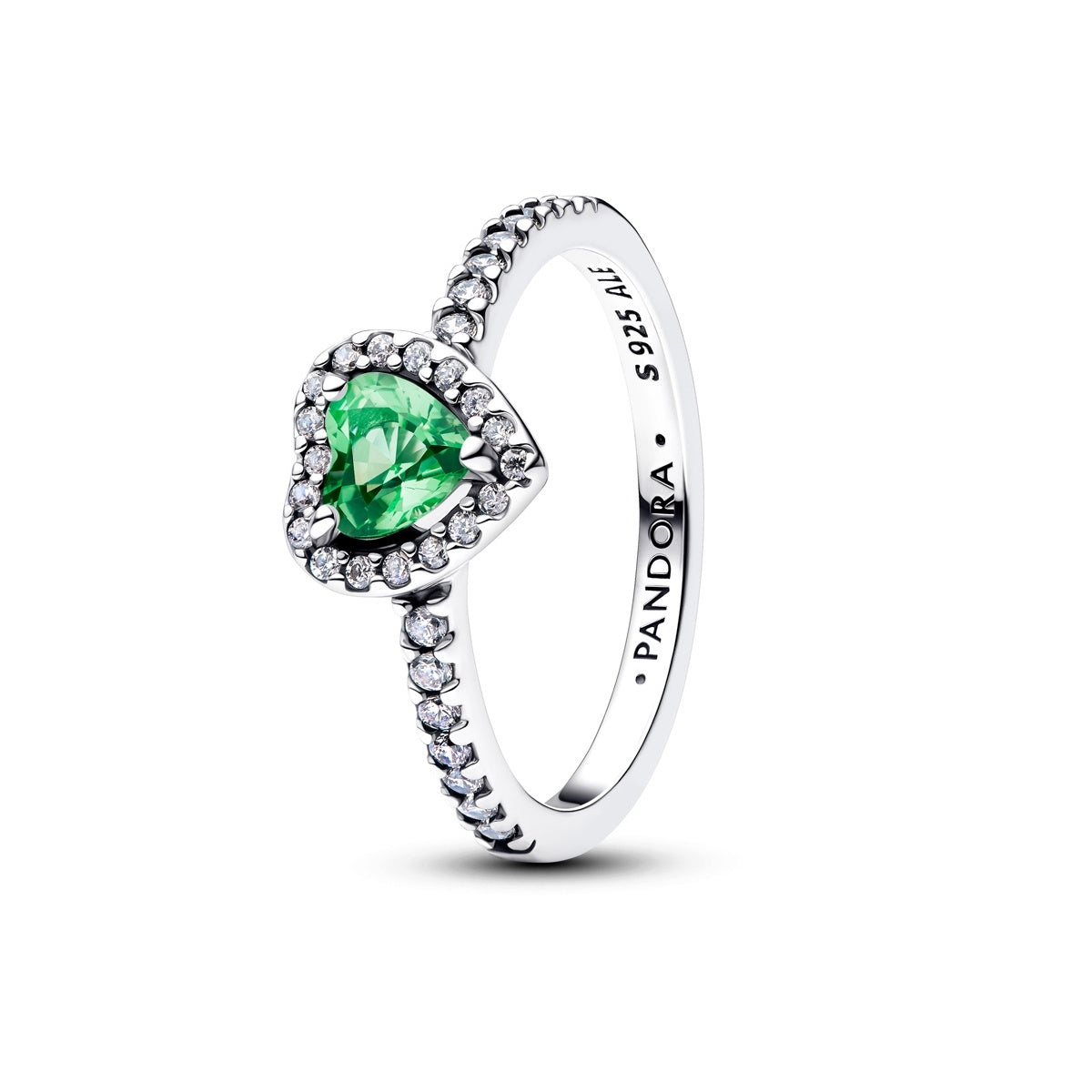 Pandora Silver Elevated Mint Green Heart Ring