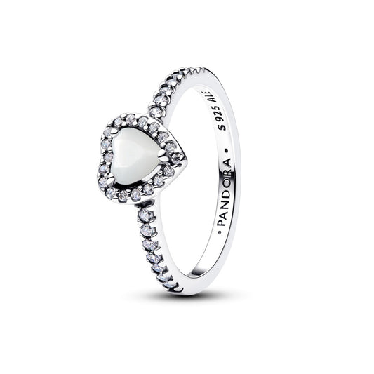 Pandora Silver Elevated White Heart Ring