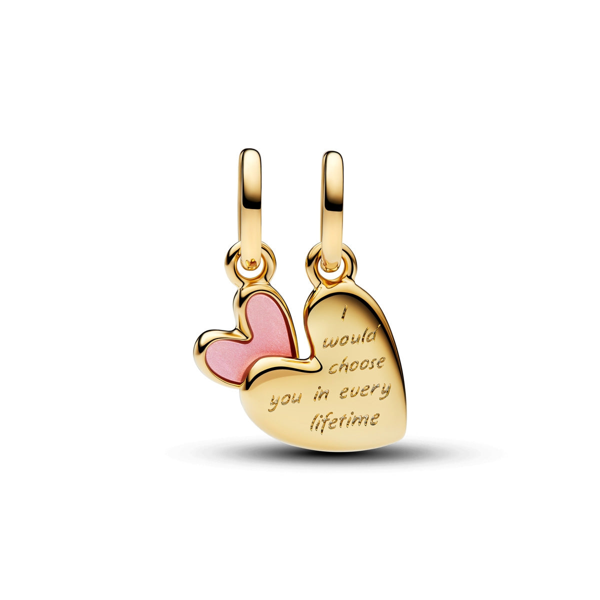 Pandora Gold Pink Mother & Daughter Splitable Dangle Charms