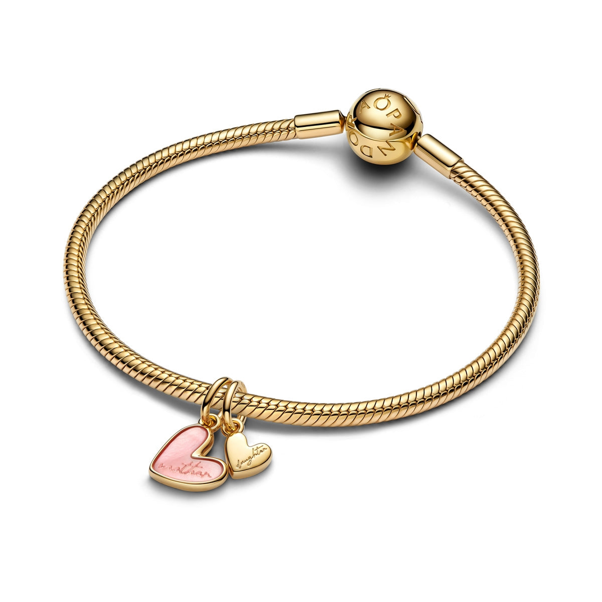 Pandora Gold Pink Mother & Daughter Splitable Dangle Charms
