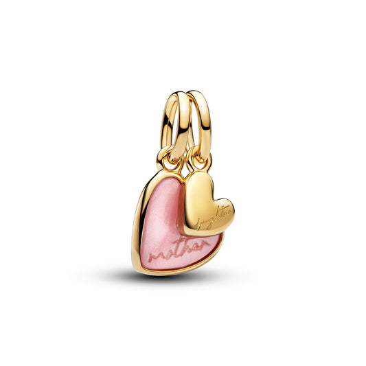 Pandora Gold Pink Mother & Daughter Splitable Dangle Charms