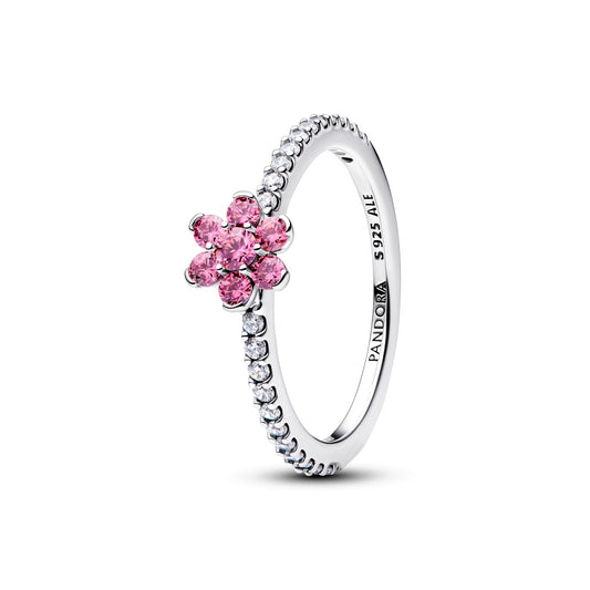 Pandora Silver Sparkling Pink Flower Ring