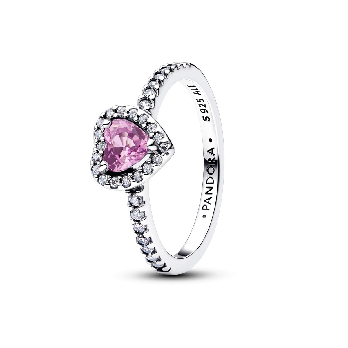 Pandora Silver Elevated Light Purple Heart Ring