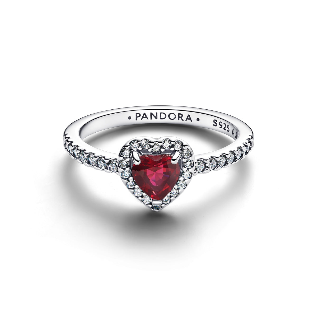 Pandora Silver Elevated Fuchsia Rose Heart Ring