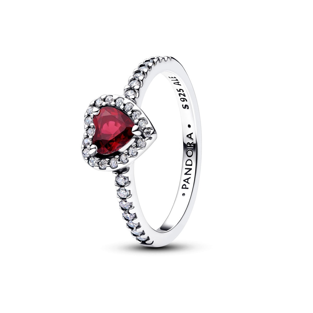 Pandora Silver Elevated Fuchsia Rose Heart Ring
