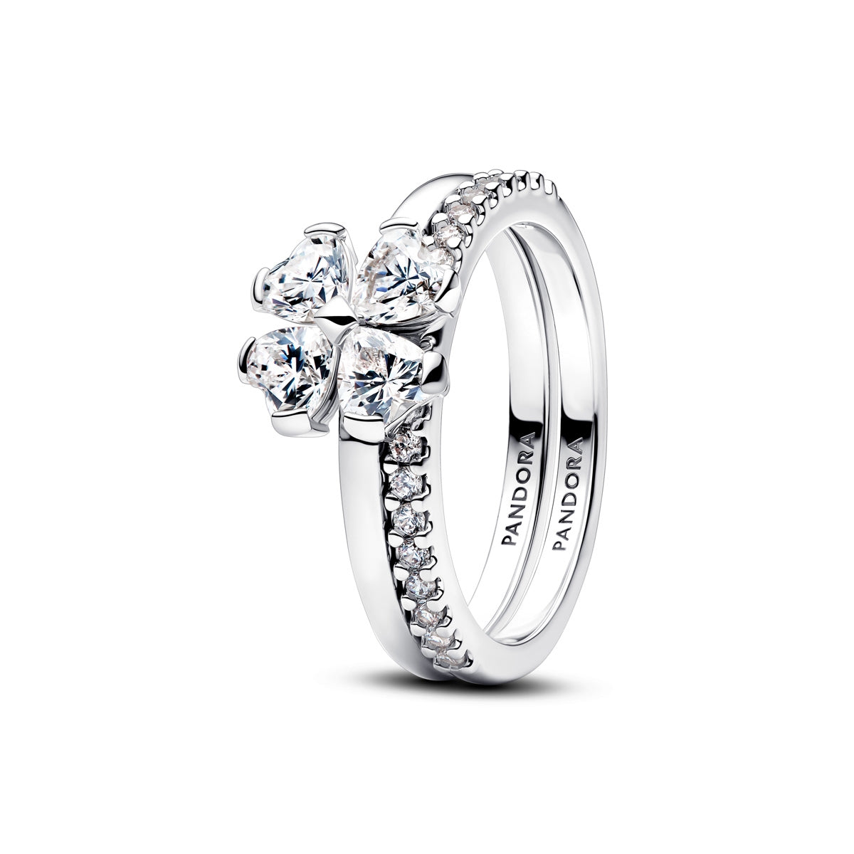 Pandora Silver Sparkling Lucky Clover Splittable Ring