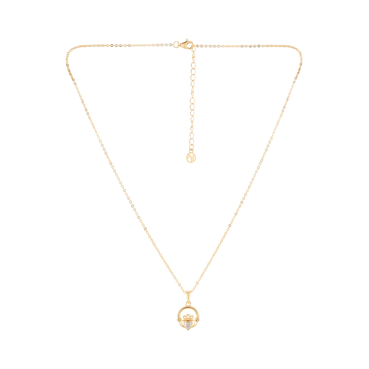 Argento Gold April CZ Claddagh Birthstone Necklace