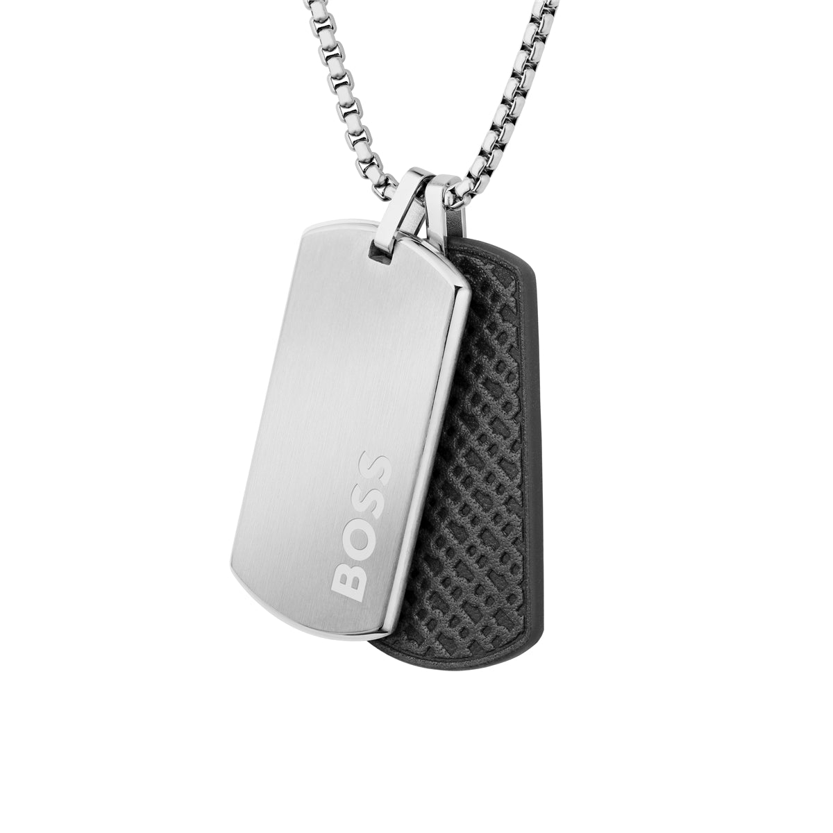 Boss Devon Dog Tag Silver Necklace