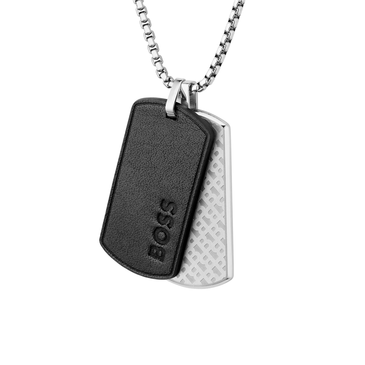 Boss Devon Dog Tag Silver Necklace
