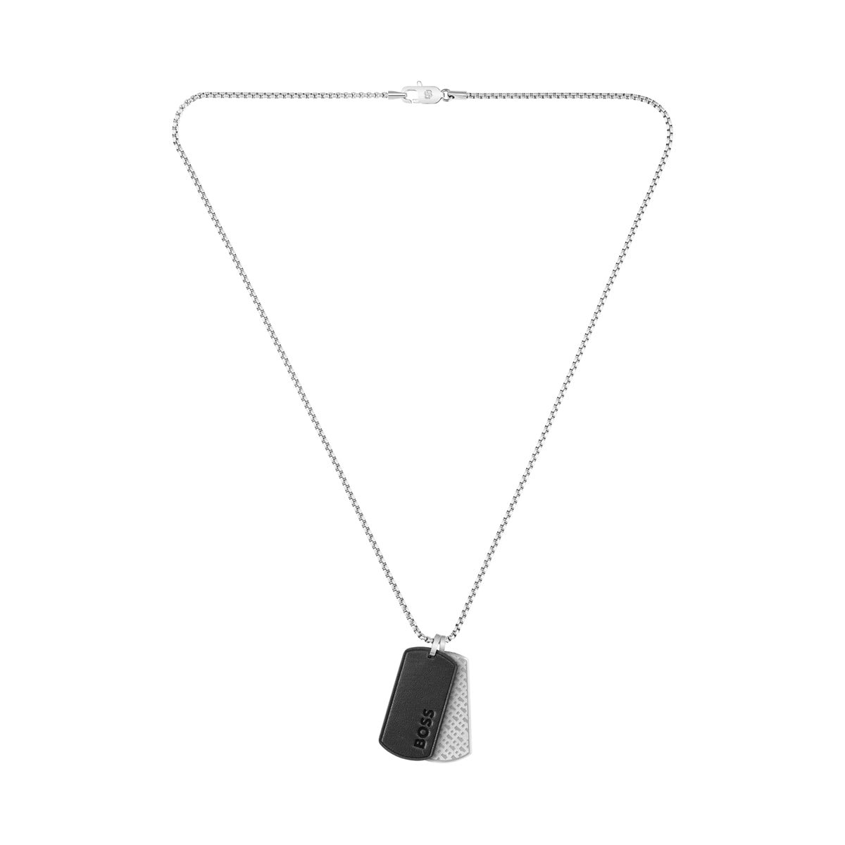 Boss Devon Dog Tag Silver Necklace