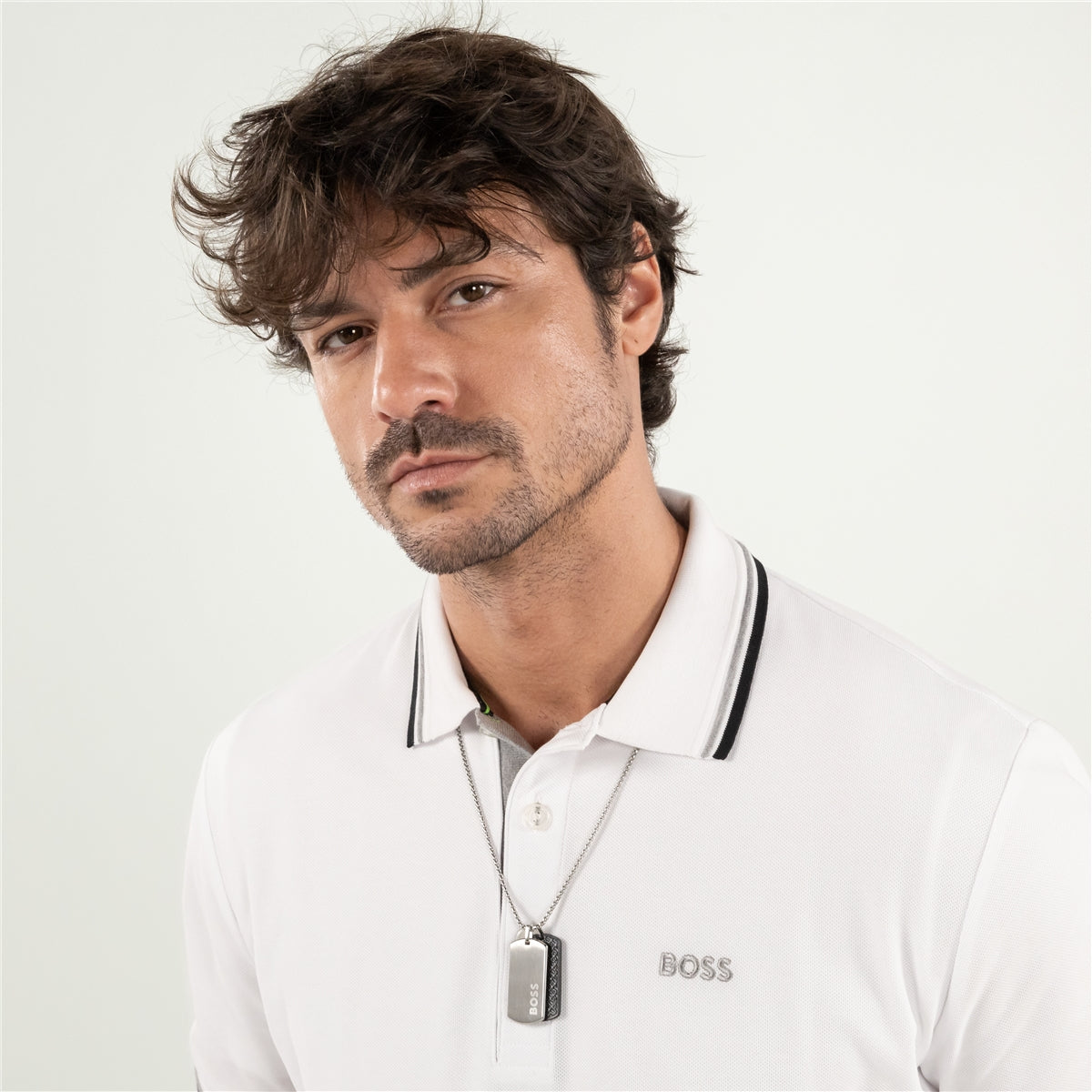 Boss Devon Dog Tag Silver Necklace