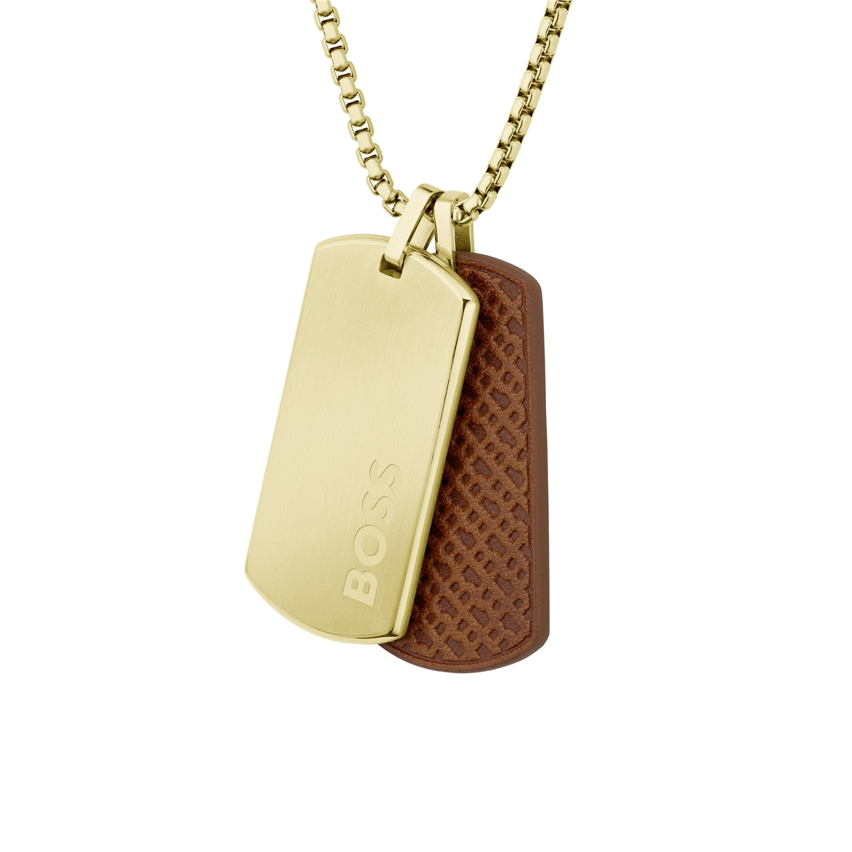 Boss Devon Dog Tag Gold Necklace