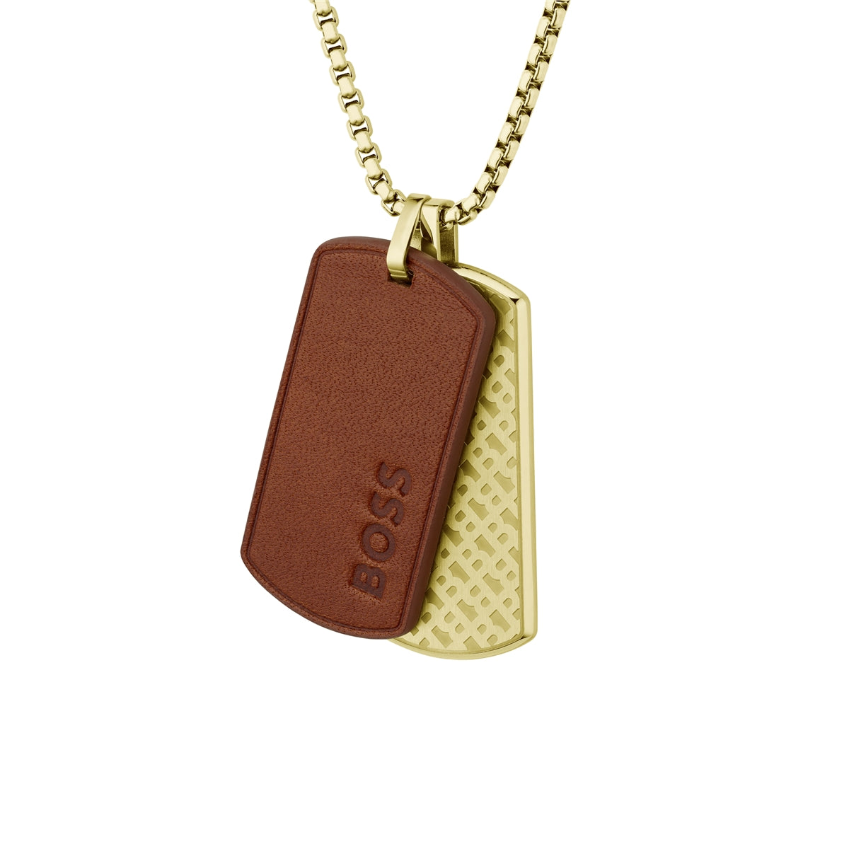 Boss Devon Dog Tag Gold Necklace