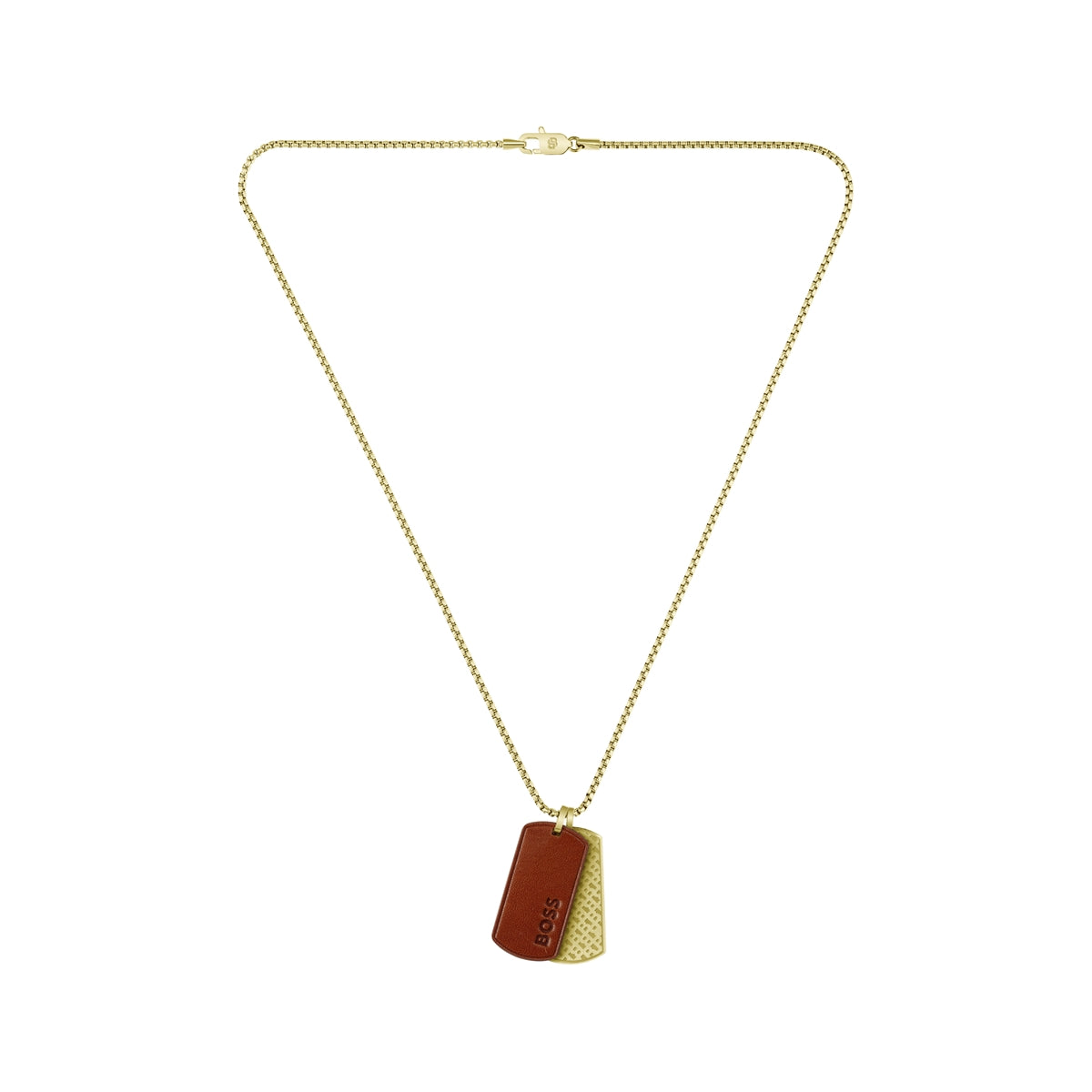 Boss Devon Dog Tag Gold Necklace