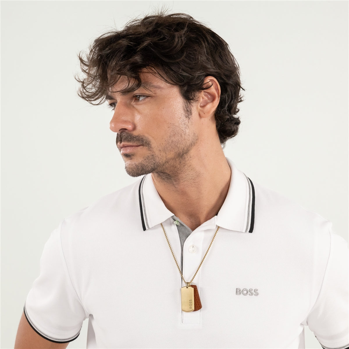 Boss Devon Dog Tag Gold Necklace