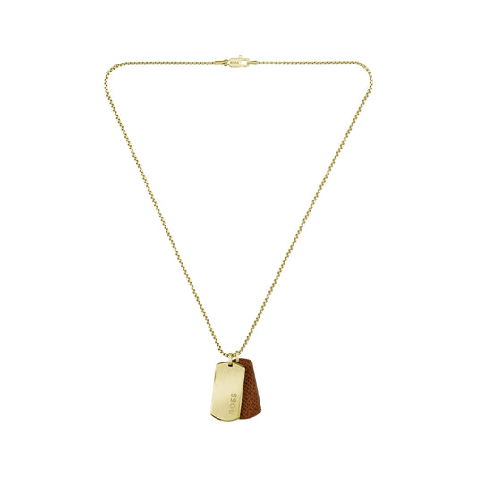 Boss Devon Dog Tag Gold Necklace
