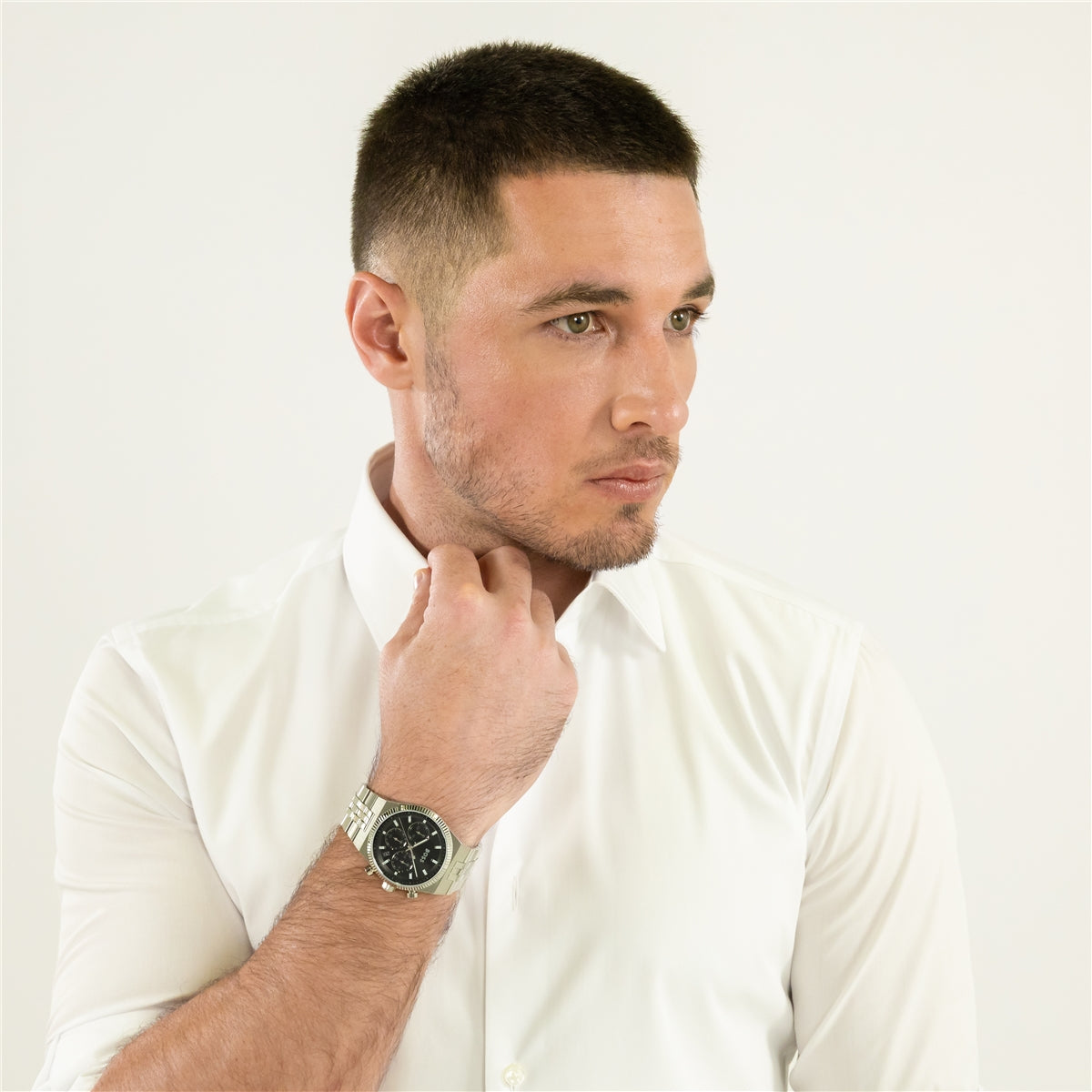 Boss Silver Candor Prime Black Dial Watch