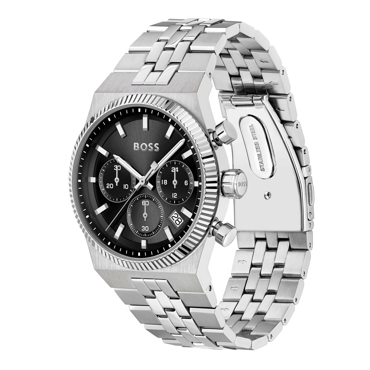 Boss Silver Candor Prime Black Dial Watch