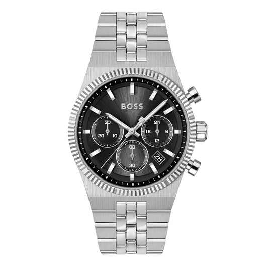 Boss Silver Candor Prime Black Dial Watch