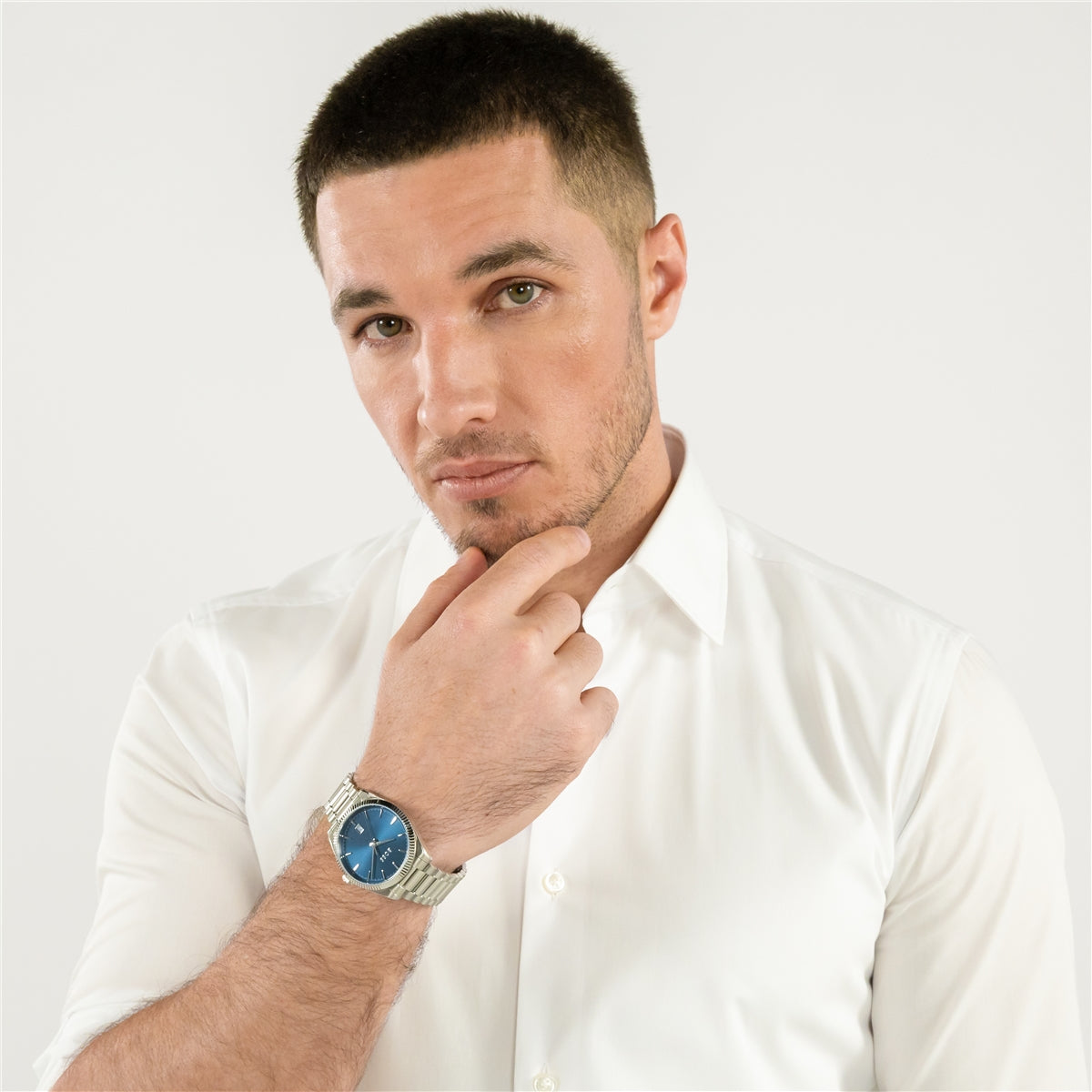 Boss Silver Cheswick Blue Dial Watch