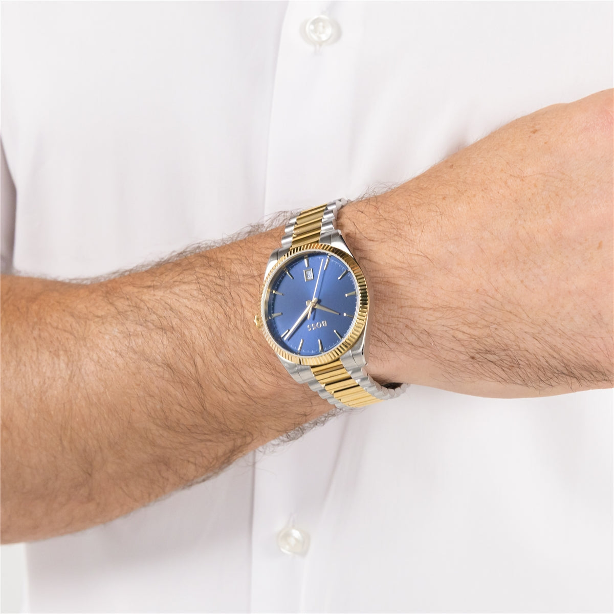 Boss Two Toned Cheswick Blue Dial Watch