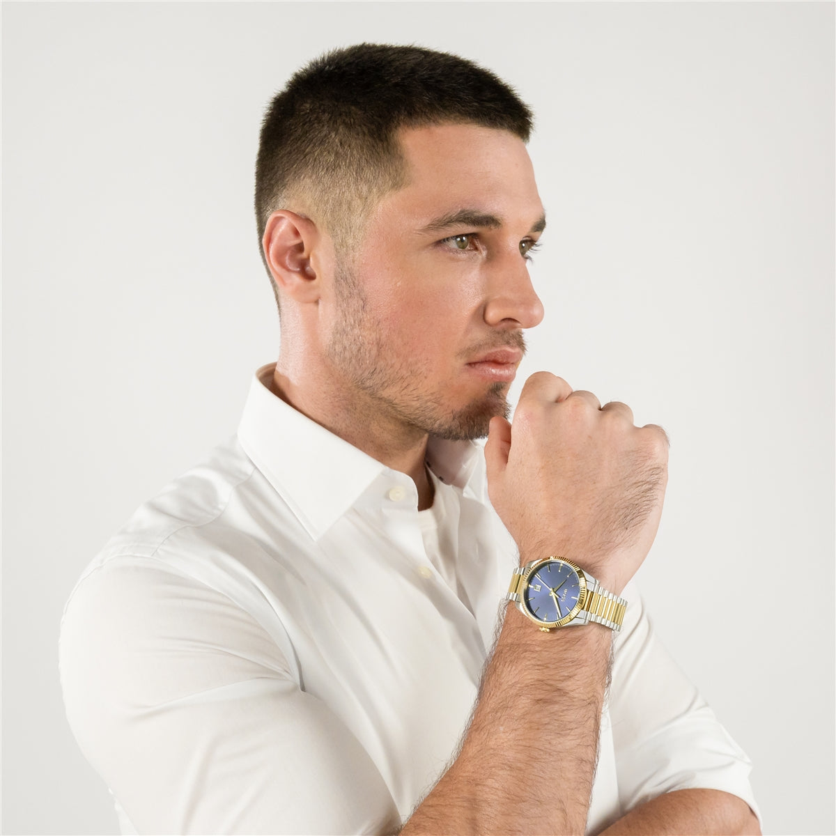 Boss Two Toned Cheswick Blue Dial Watch