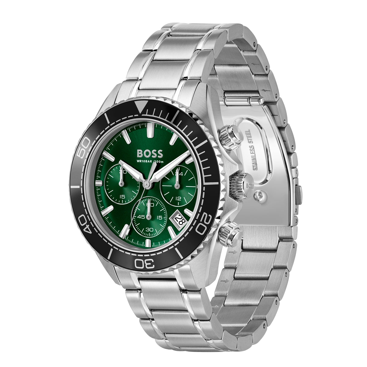 Boss Silver Sealiner Green Black Dial Watch