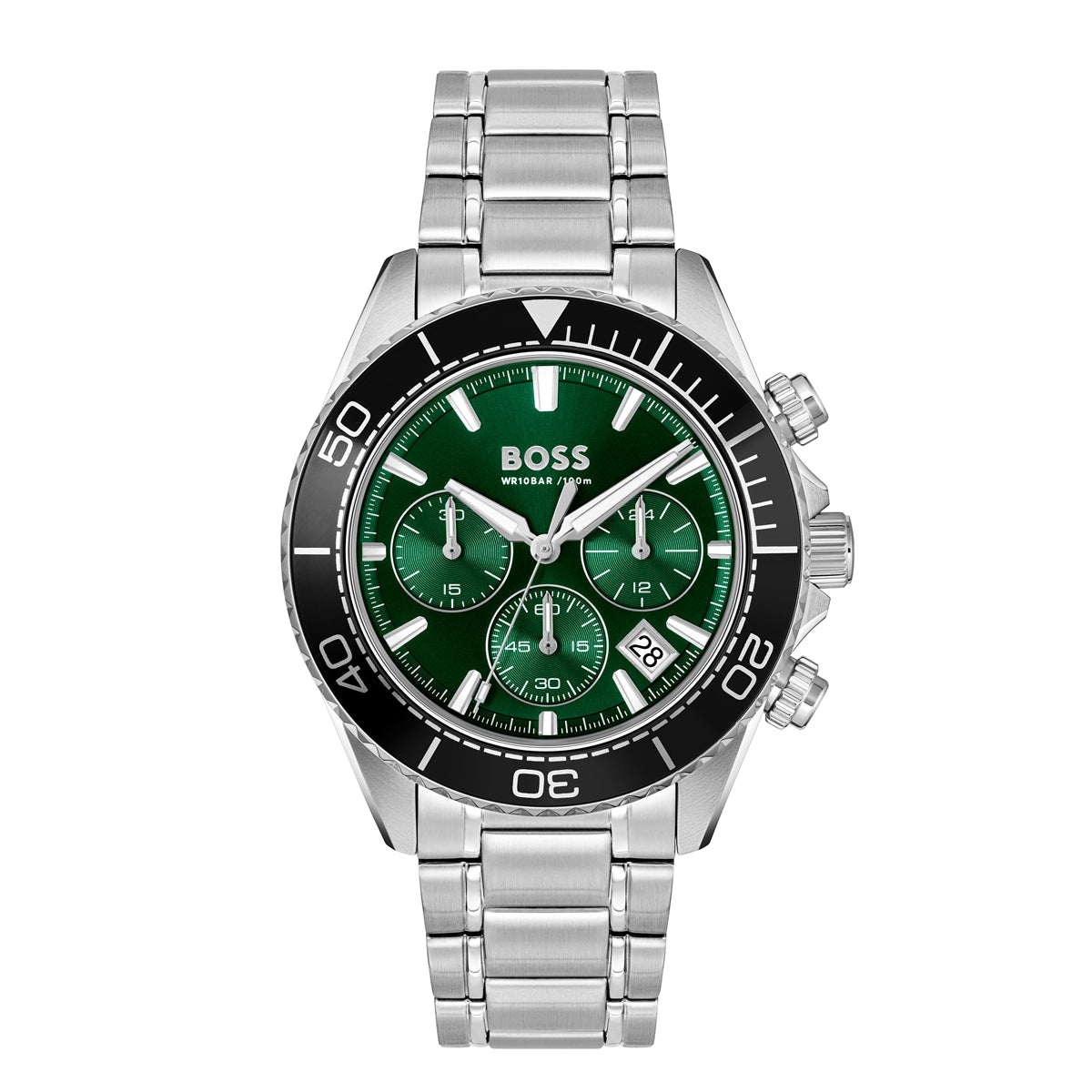 Boss Silver Sealiner Green Black Dial Watch