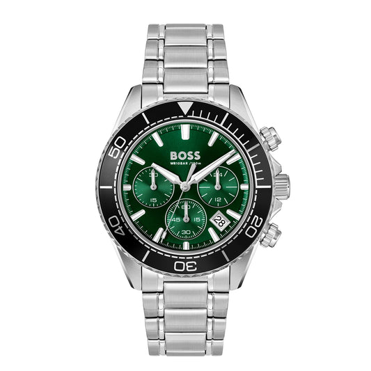 Boss Silver Sealiner Green Black Dial Watch