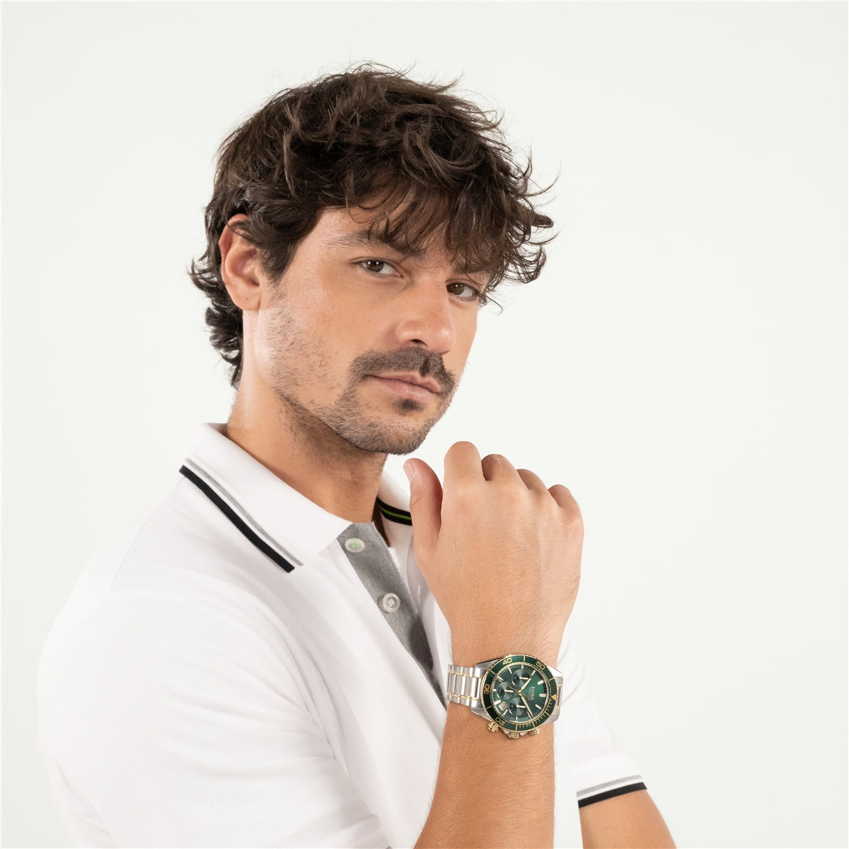 Boss Two Tone Sealiner Green Dial Watch