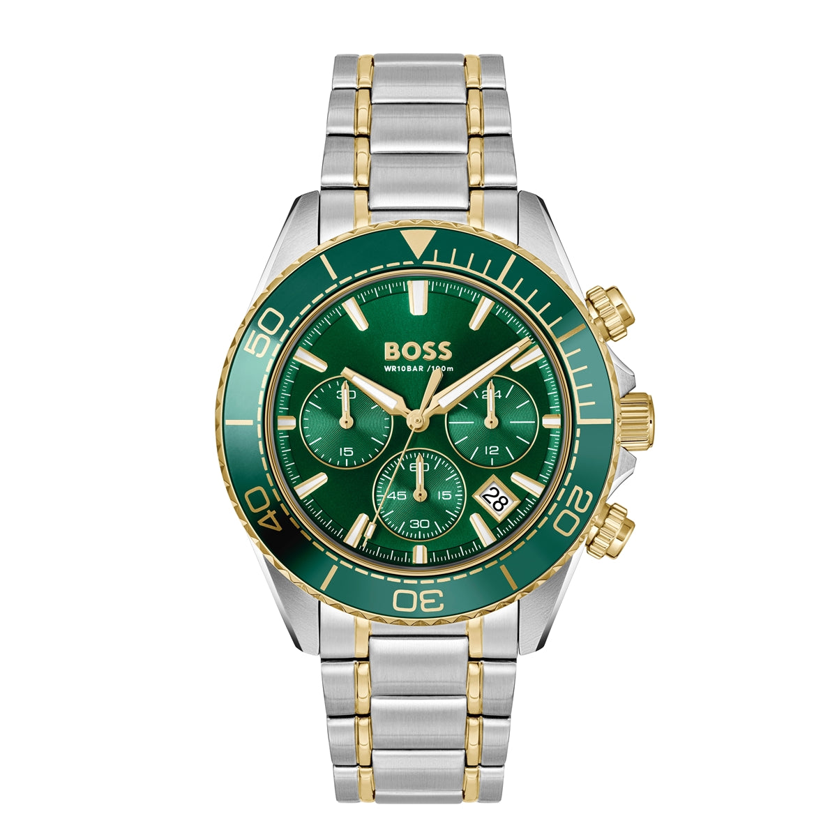 Boss Two Tone Sealiner Green Dial Watch