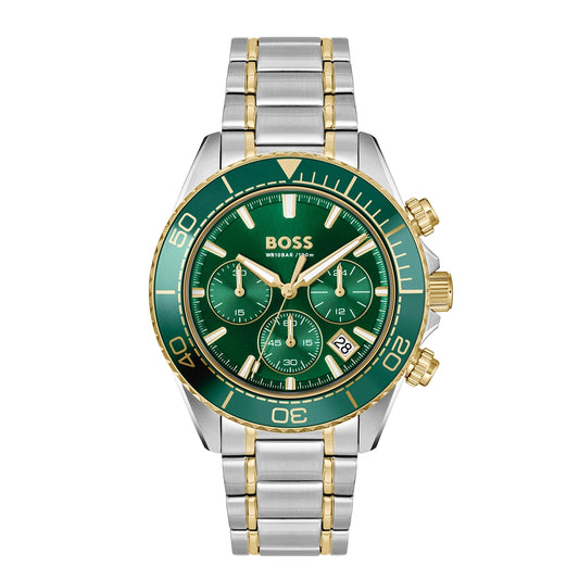 Boss Two Tone Sealiner Green Dial Watch