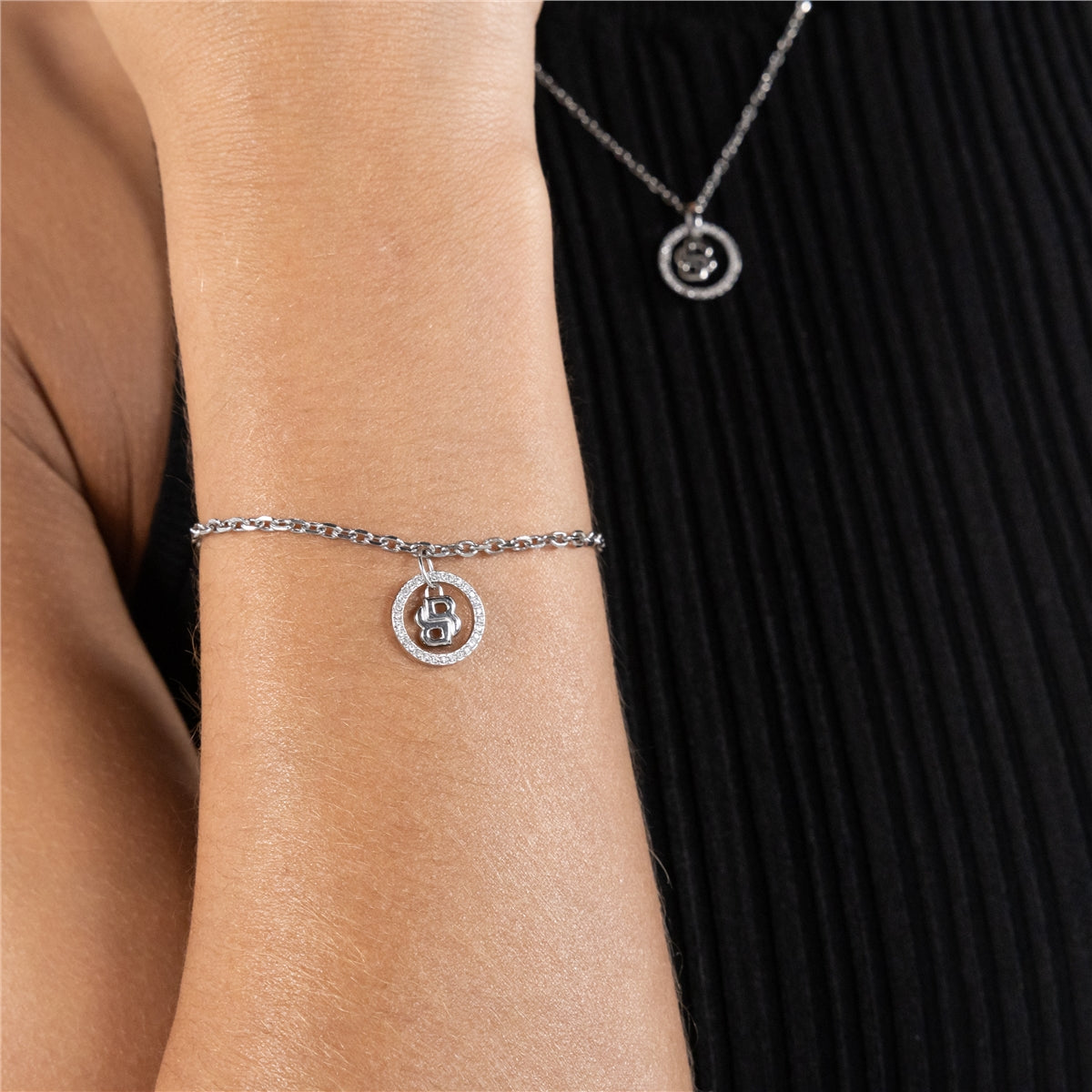 Boss Silver Double B Halo Bracelet