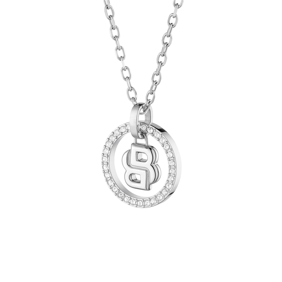 Boss Silver Double B Halo Necklace