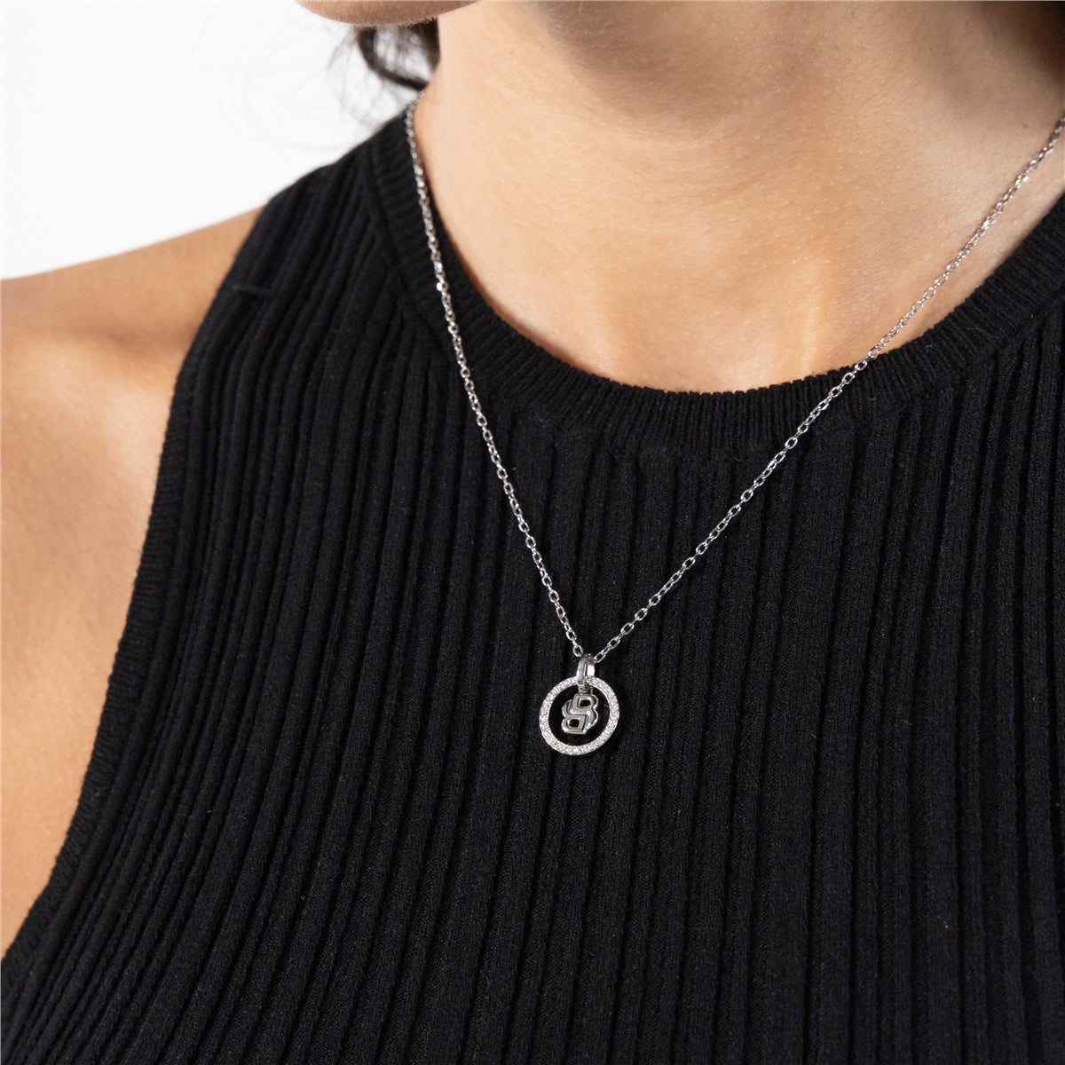 Boss Silver Double B Halo Necklace