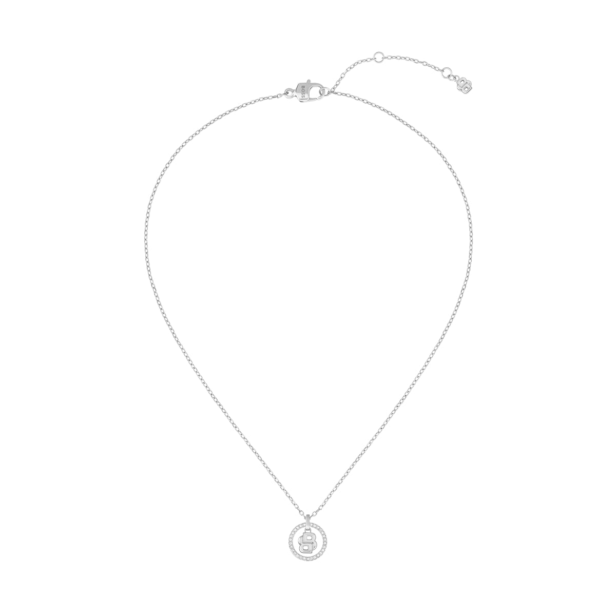 Boss Silver Double B Halo Necklace