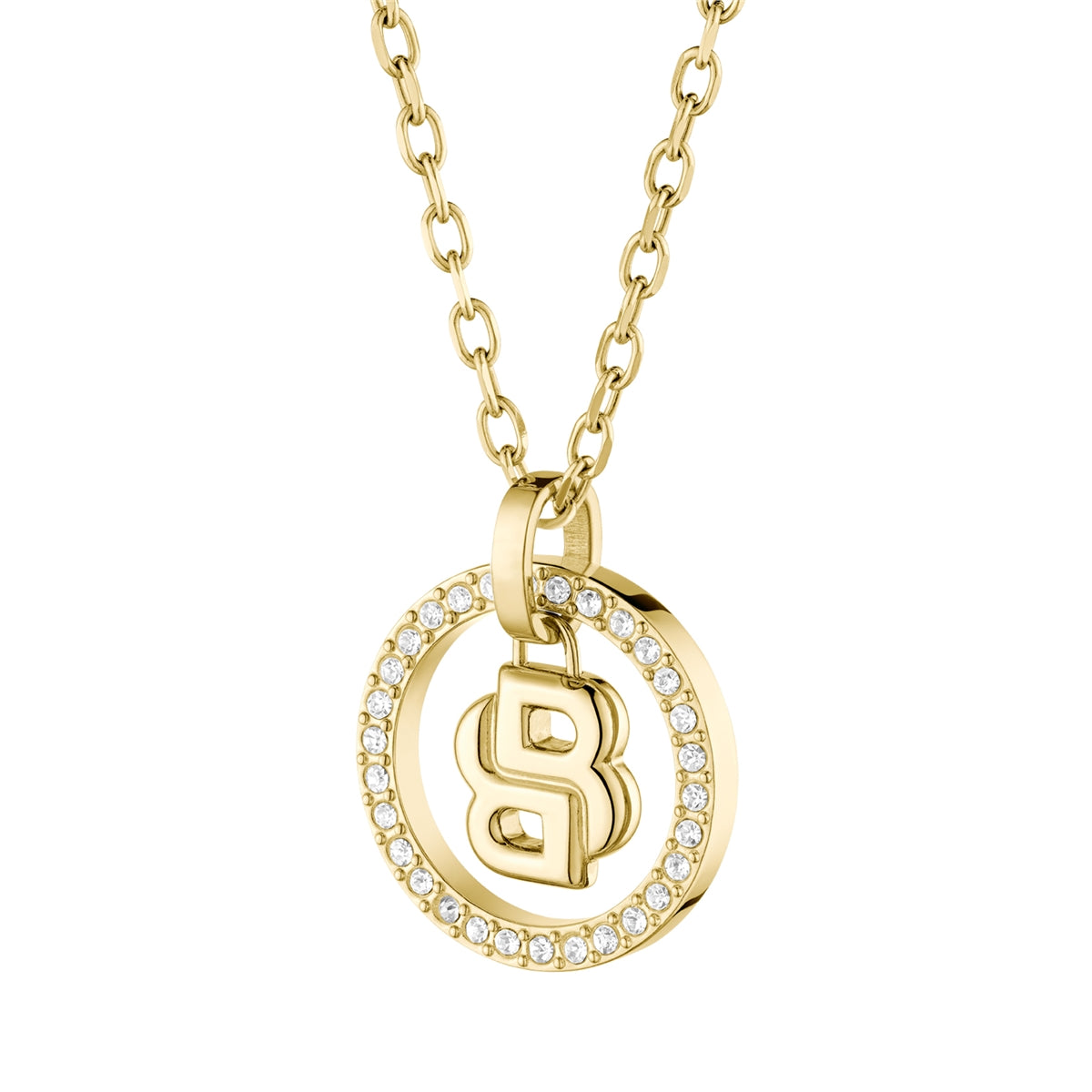 Boss Gold Double B Halo Necklace