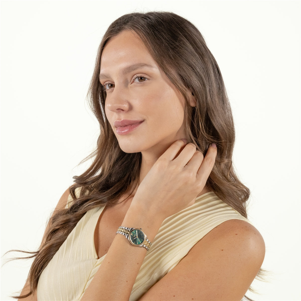 Boss Two Toned Graceful Mina Green Dial Watch