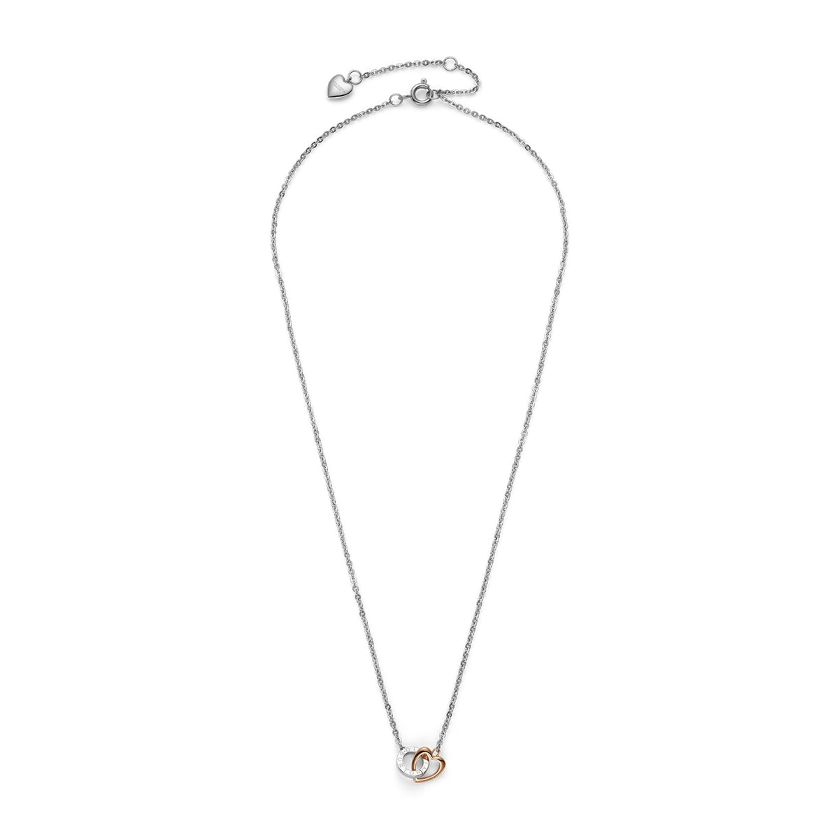 Olivia Burton Silver Kindred Interlink Rose Gold Heart Necklace