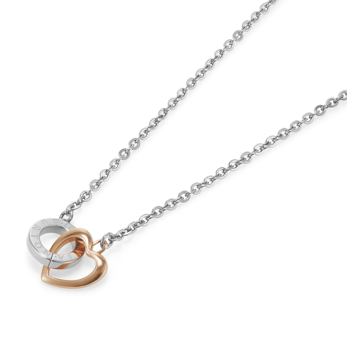 Olivia Burton Silver Kindred Interlink Rose Gold Heart Necklace